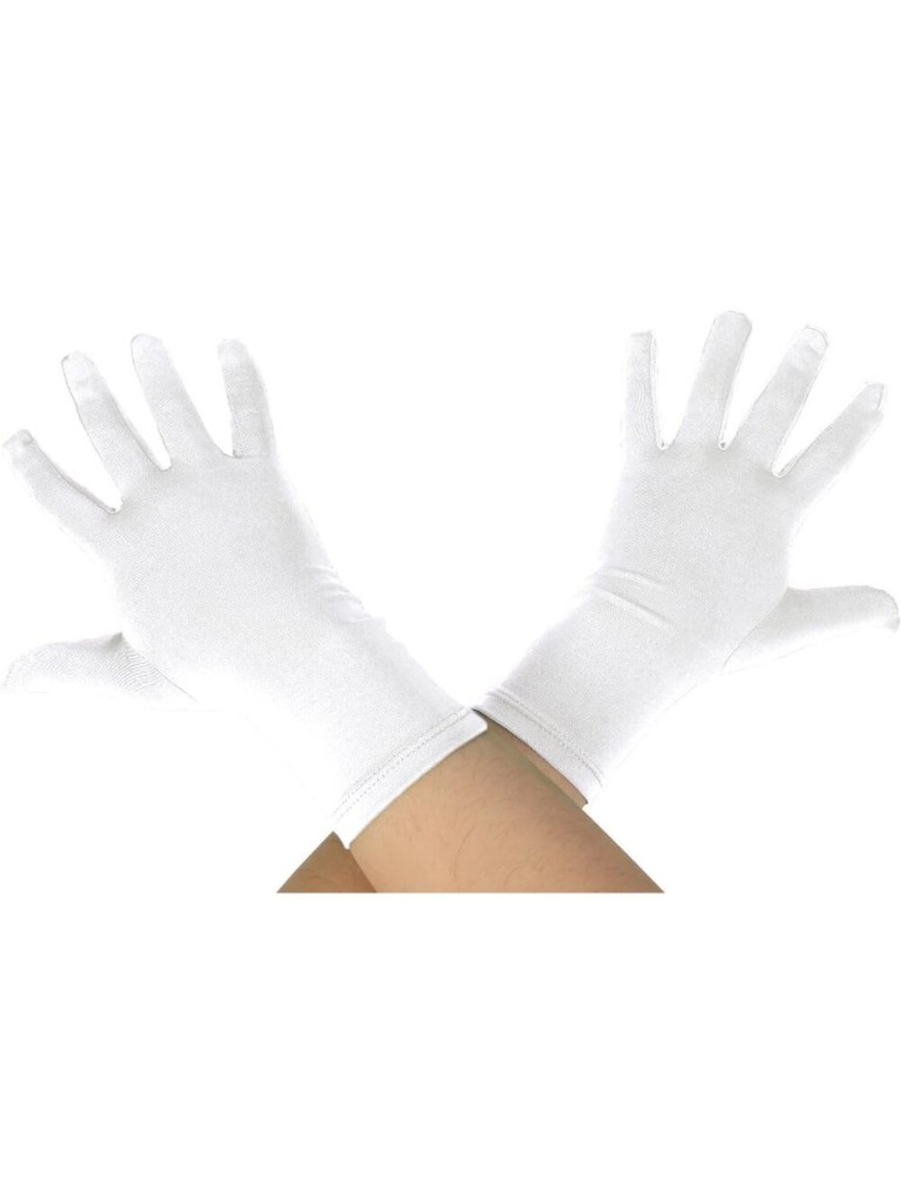 Women's White 9.5“ Unisex Short Spandex Length Stretchy Costume Gloves
